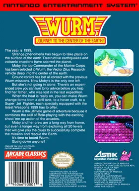 Wurm - Journey to the Center of the Earth! (USA) box cover back